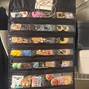 Hanging Jewelry Organizer with Assorted Earrings 
Full bag, both sides